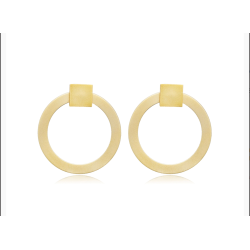 Round Silver Square 925 Stud Earrings